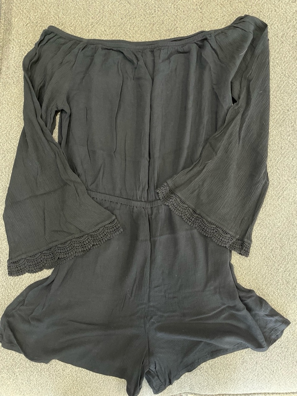 Black off shoulder romper